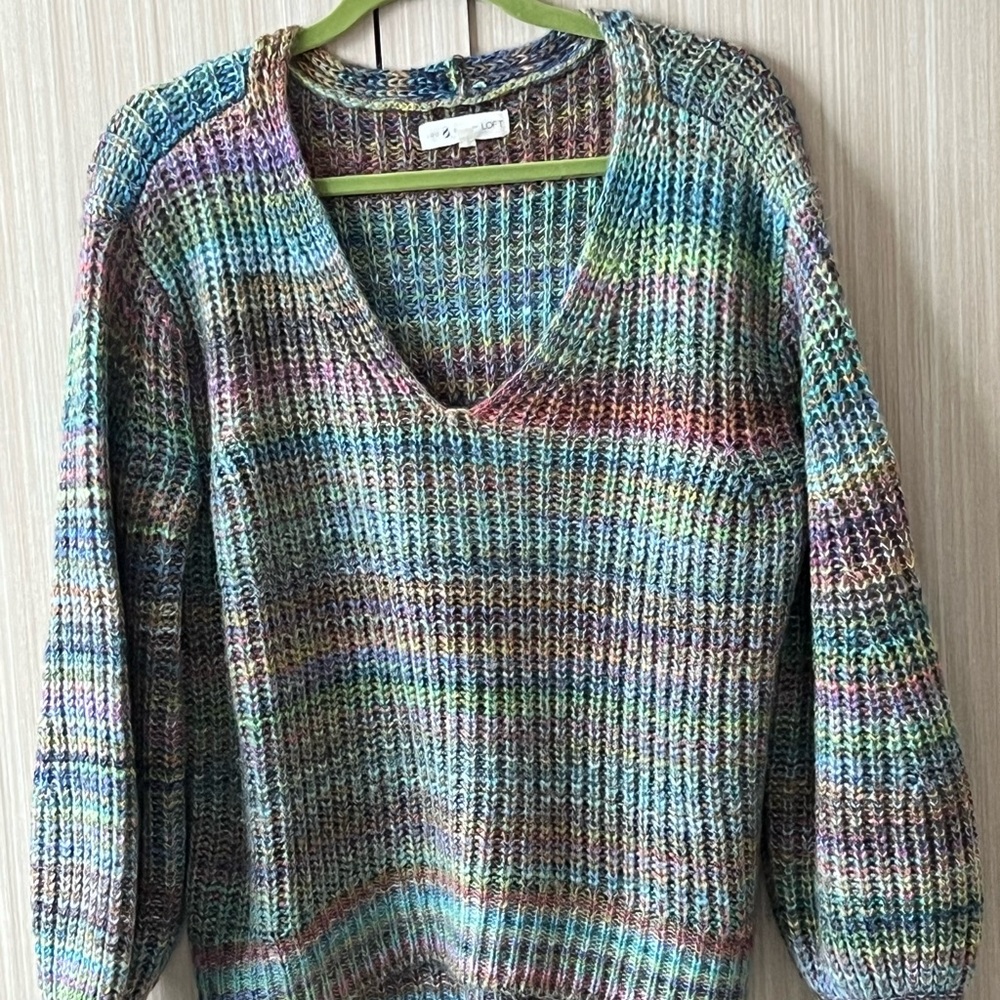 Lou & Grey Multicolor V-Neck Sweater LG